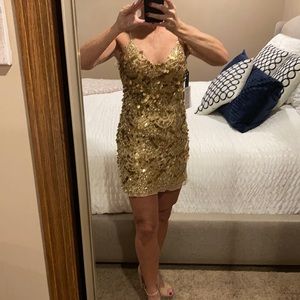 Gold sequined mini dress